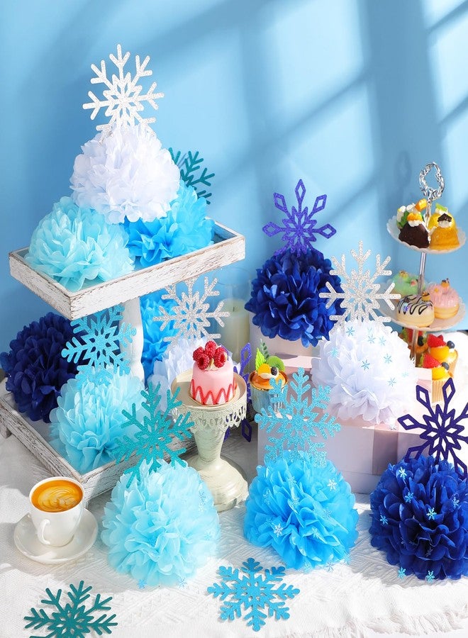 Weekgrat مجموعة ويكغرات المكونة من 12 قطعة (25 قطعة) من زينة طاولة شتوية على شكل ندفة ثلجية، زينة طاولة مزدوجة الجوانب على شكل خلية نحل مع قصاصات ورقية على شكل ندفة ثلجية، مثالية لحفلات عيد الميلاد الشتوية الرائعة. - Image 5